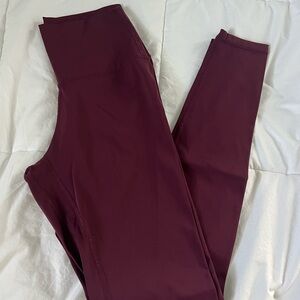 High-Waist Burgundy Workout Leggings